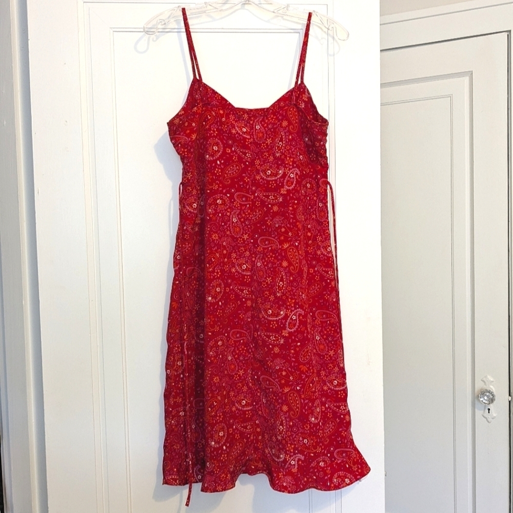 California Concepts Red Pink Orange Paisley Y2K Slip Dress Sundress Small - Picture 3 of 7